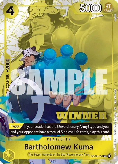 Bartholomew Kuma Winner Pack 2025 Vol. 4 OP09-108 One Piece card from One Piece Promotion Cards