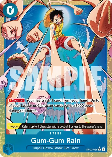 Gum-Gum Rain Alt Art OP02-068 One Piece card from Premium Booster -The Best- Vol. 2