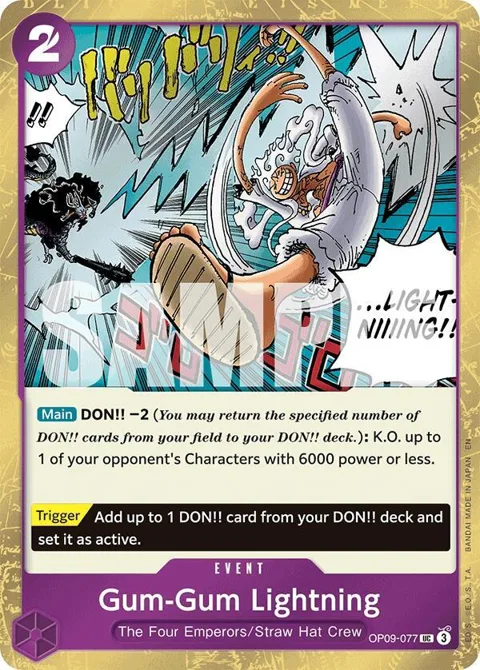 Gum-Gum Lightning Pirate Foil OP09-077 One Piece card from Premium Booster -The Best- Vol. 2