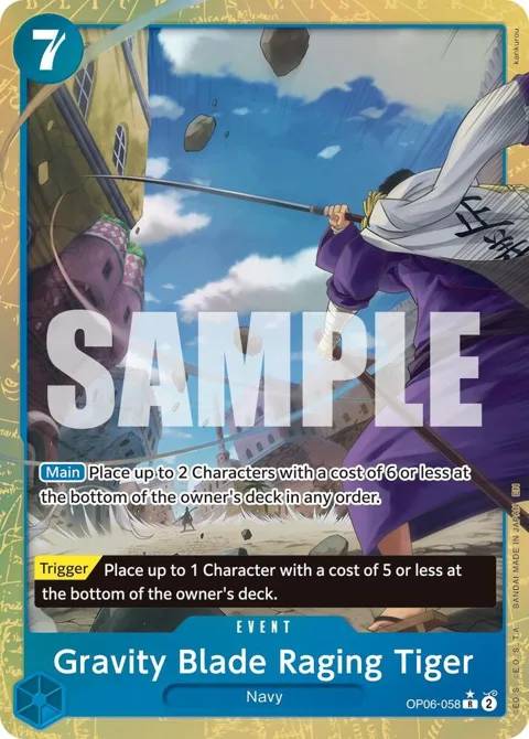 Gravity Blade Raging Tiger Alt Art OP06-058 One Piece card from Premium Booster -The Best- Vol. 2