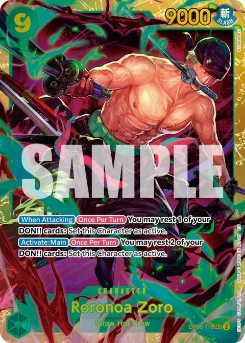 Roronoa Zoro Reprint OP06-118 Foil One Piece card from Premium Booster -The Best- Vol. 2