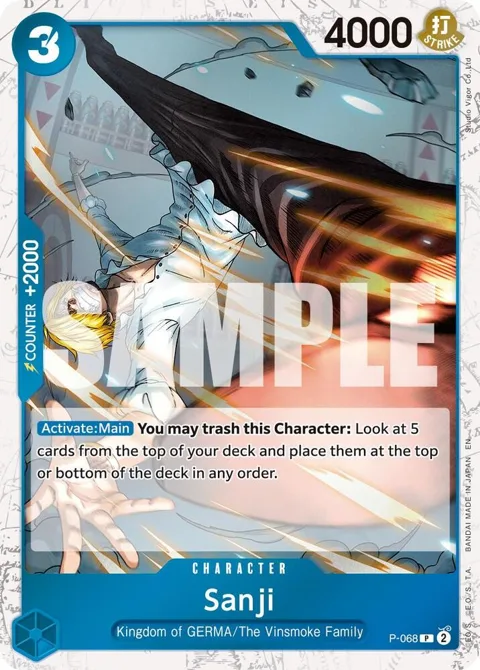 Sanji Pirate Foil P-068 One Piece card from Premium Booster -The Best- Vol. 2