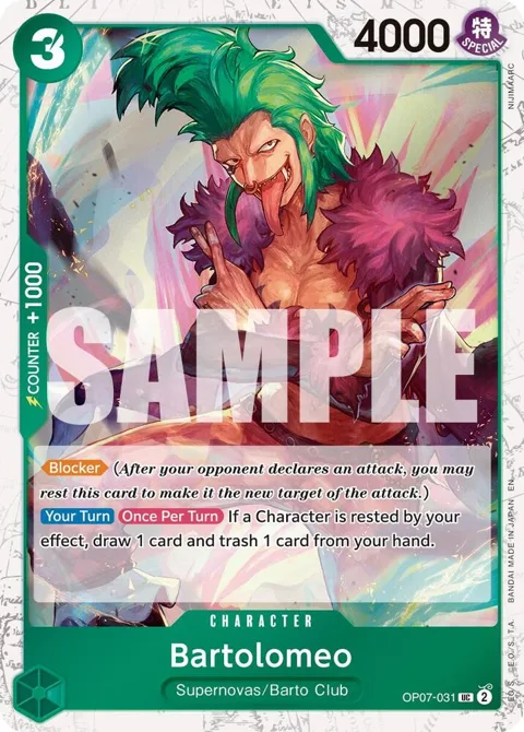 Bartolomeo Pirate Foil OP07-031 One Piece card from Premium Booster -The Best- Vol. 2