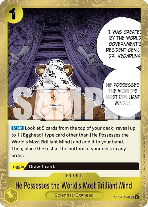 He Possesses the World's Most Brilliant Mind Pirate Foil OP07-114 One Piece card from Premium Booster -The Best- Vol. 2
