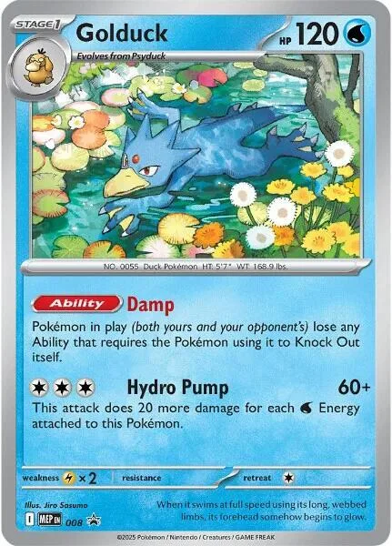 Golduck #008 Holofoil Pokémon card from Mega Evolution Promo
