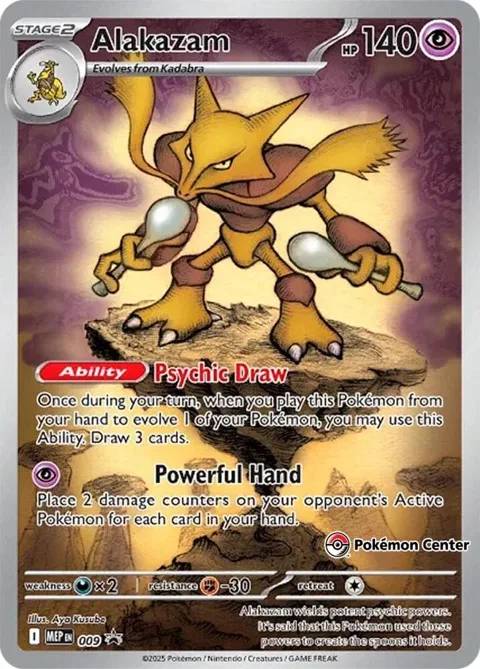Alakazam - 009 Pokemon Center Exclusive #009 Holofoil Pokémon card from Mega Evolution Promo