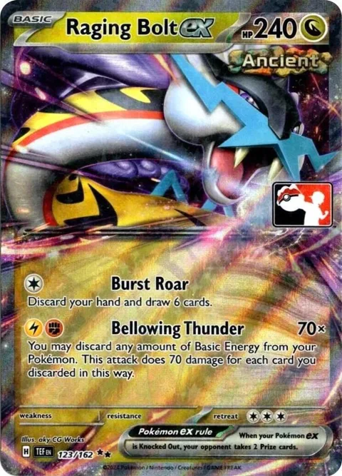 Raging Bolt ex #123/162 Holofoil Pokémon card from Prize Pack Series Cards