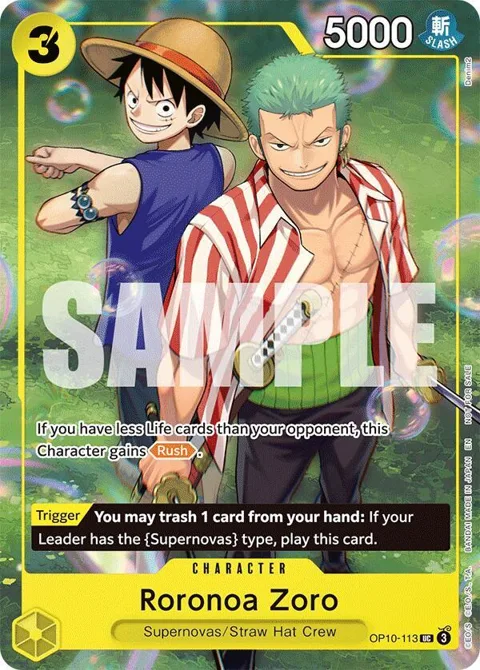 Roronoa Zoro Learn Together Deck Set - Set Sail Event OP10-113 One Piece card from One Piece Promotion Cards