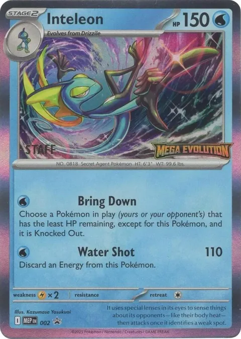 Inteleon - 002 [Staff] #002 Holofoil Pokémon card from Mega Evolution Promo