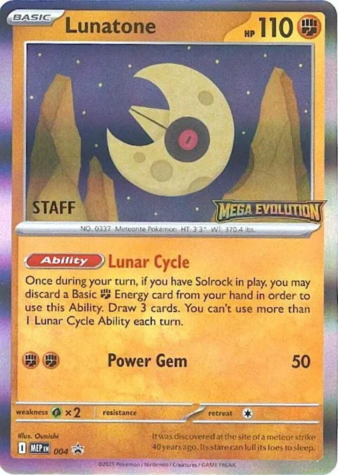Lunatone - 004 [Staff] #004 Holofoil Pokémon card from Mega Evolution Promo