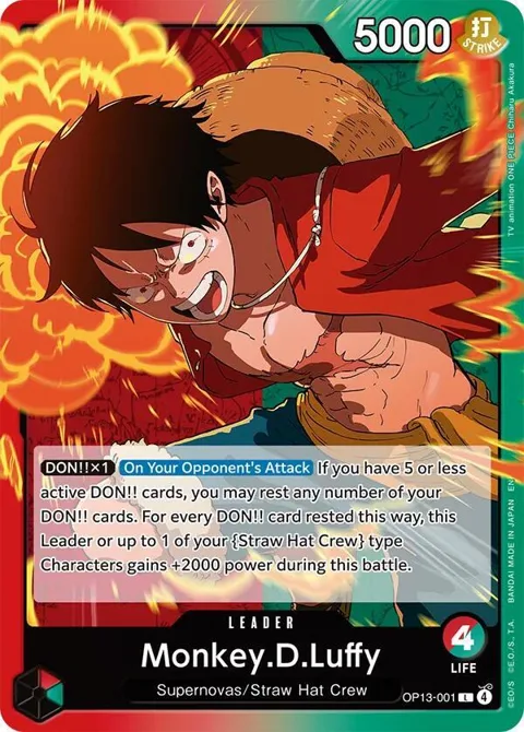 Monkey.D.Luffy OP13-001 One Piece card from Carrying On His Will