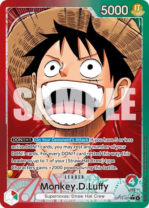 Monkey.D.Luffy Alt Art OP13-001 One Piece card from Carrying On His Will
