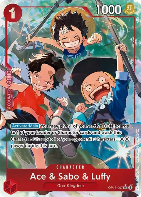 Ace & Sabo & Luffy Alt Art OP13-007 One Piece card from Carrying On His Will