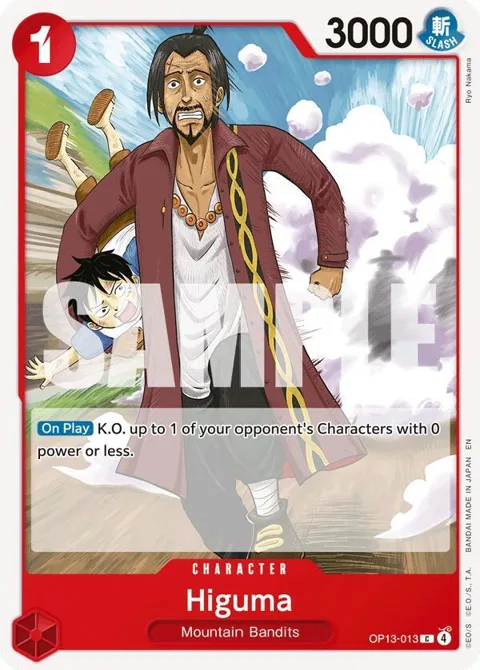 Higuma OP13-013 One Piece card from Carrying On His Will