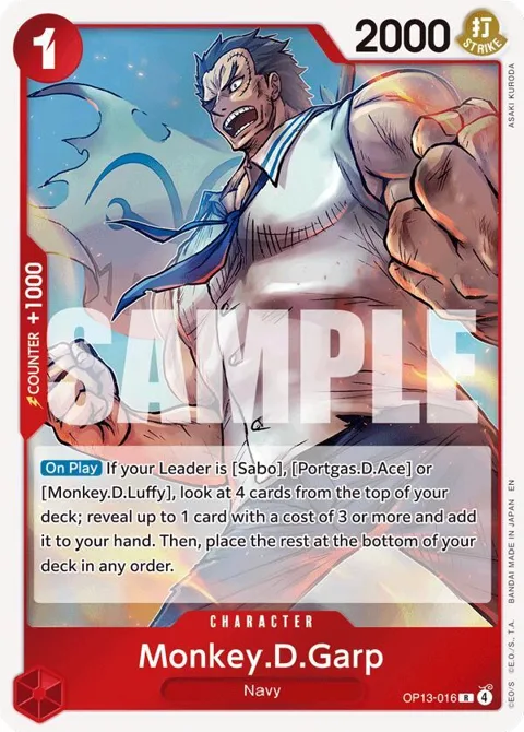 Monkey.D.Garp OP13-016 One Piece card from Carrying On His Will