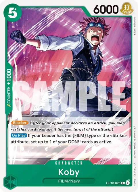 Koby OP13-025 One Piece card from Carrying On His Will