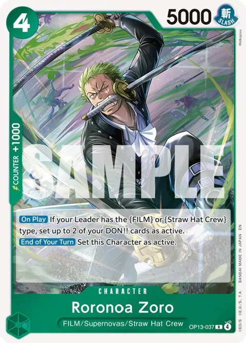 Roronoa Zoro OP13-037 OP13 One Piece card from Carrying On His Will