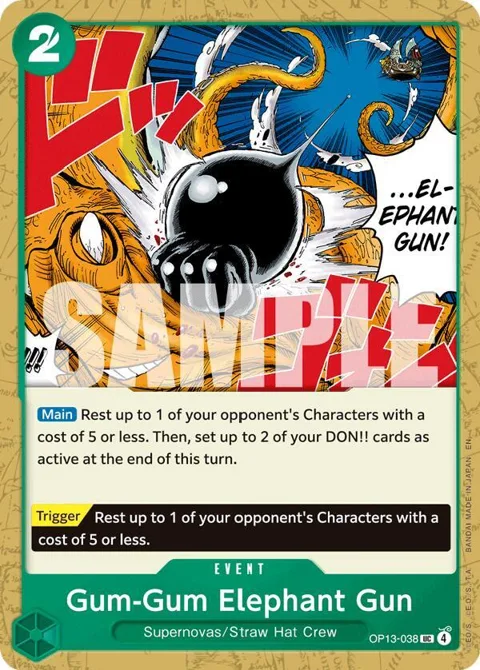 Gum-Gum Elephant Gun OP13-038 One Piece card from Carrying On His Will