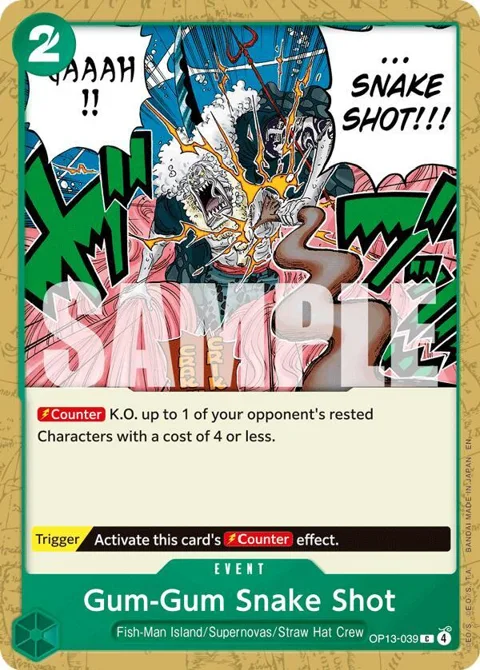 Gum-Gum Snake Shot OP13-039 One Piece card from Carrying On His Will
