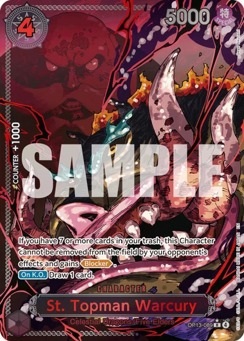 St. Topman Warcury Parallel Art OP13-089 One Piece card from Carrying On His Will