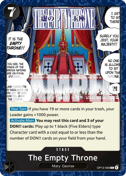 The Empty Throne OP13-099 One Piece card from Carrying On His Will