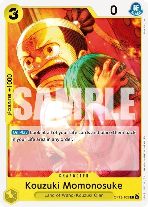 Kouzuki Momonosuke OP13-105 One Piece card from Carrying On His Will