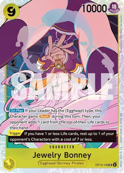 Jewelry Bonney OP13-108 One Piece card from Carrying On His Will