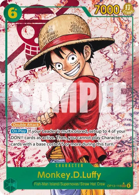 Monkey.D.Luffy Alt Art OP13-118 One Piece card from Carrying On His Will
