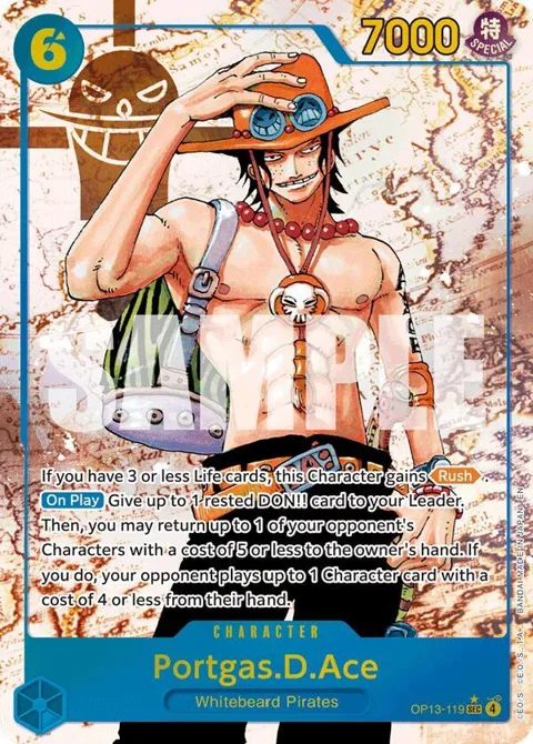 Portgas.D.Ace Alt Art OP13-119 One Piece card from Carrying On His Will