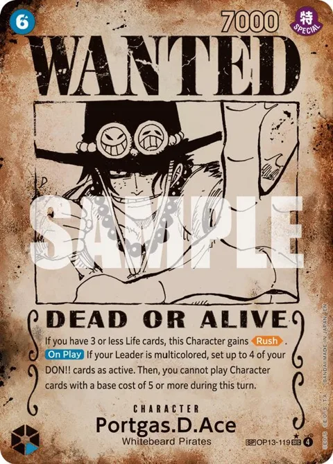Portgas.D.Ace Wanted Poster OP13-119 One Piece card from Carrying On His Will
