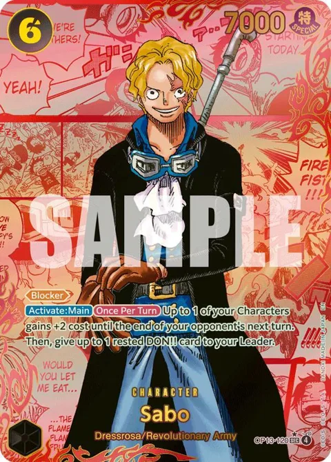 Sabo Red Manga Art OP13-120 One Piece card from Carrying On His Will