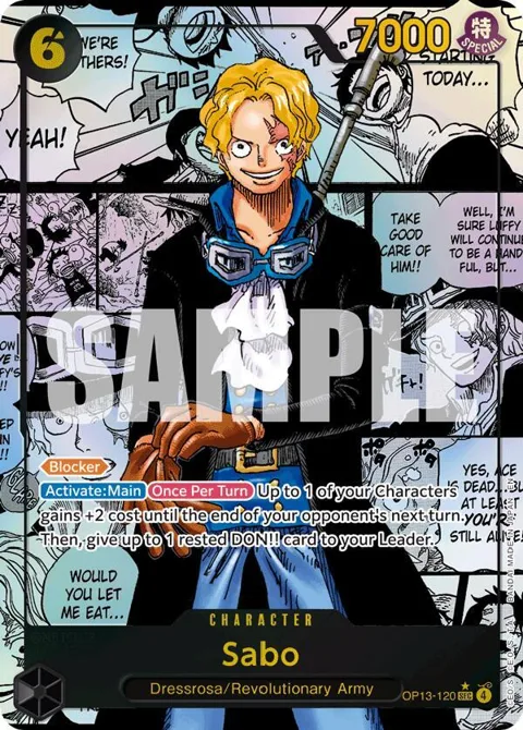 Sabo Manga Art OP13-120 One Piece card from Carrying On His Will