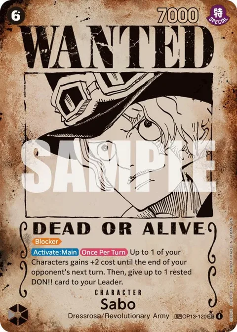 Sabo Wanted Poster OP13-120 One Piece card from Carrying On His Will