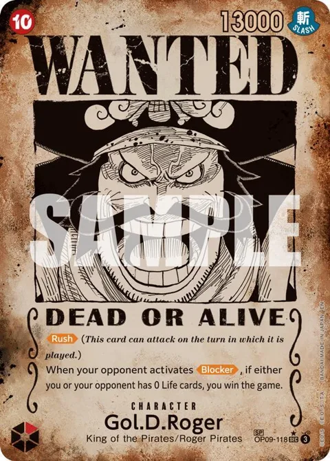 Gol.D.Roger SP Wanted Poster OP09-118 One Piece card from Carrying On His Will