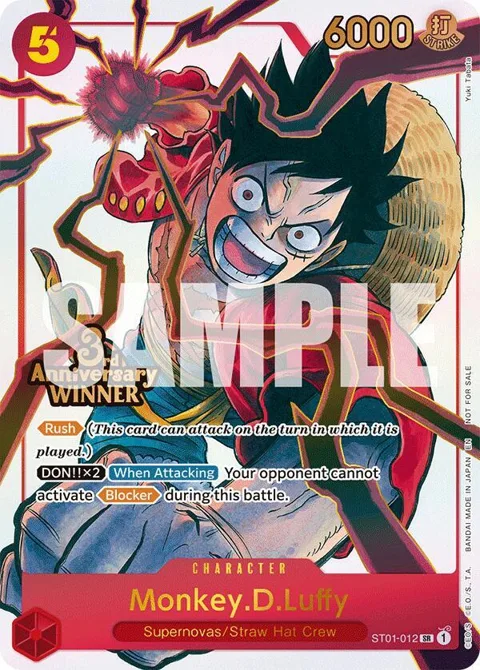 Monkey.D.Luffy 3rd Anniversary Winner ST01-012 One Piece card from One Piece Promotion Cards