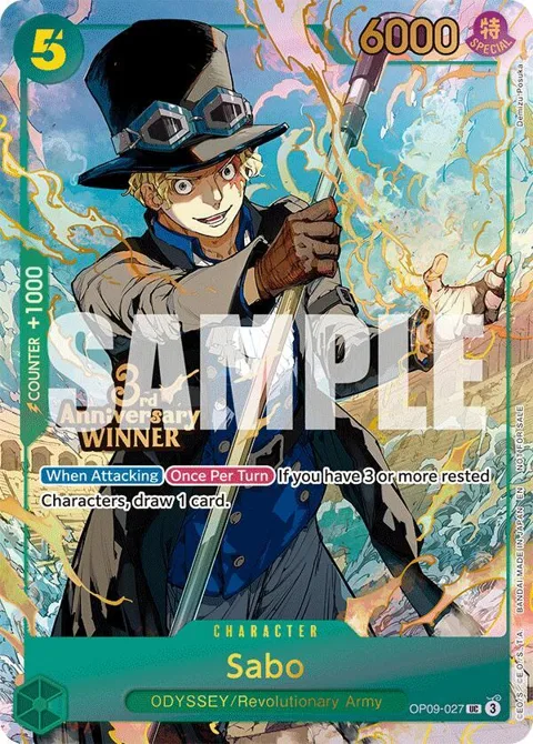 Sabo 3rd Anniversary Winner OP09-027 One Piece card from One Piece Promotion Cards
