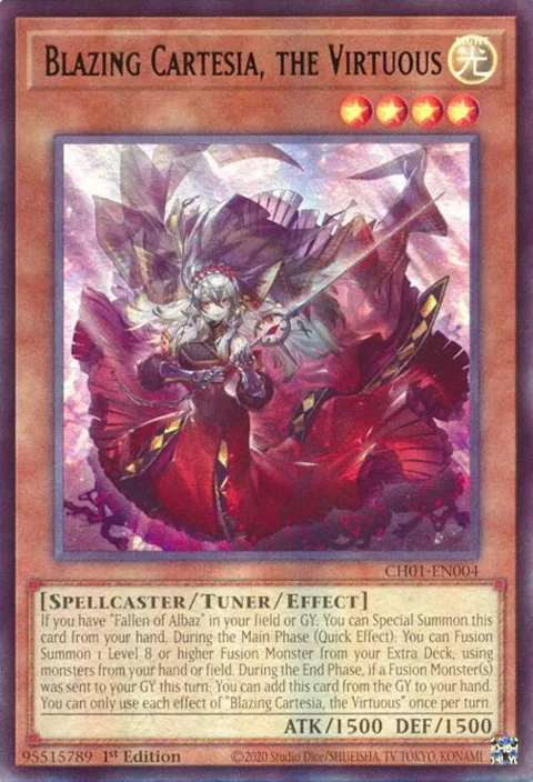 Blazing Cartesia, the Virtuous CH01-EN004 Yu-Gi-Oh card from THE CHRONICLES DECK: The Fallen & The Virtuous (All-Foil Edition)