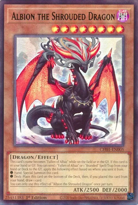 Albion the Shrouded Dragon CH01-EN005 Yu-Gi-Oh card from THE CHRONICLES DECK: The Fallen & The Virtuous (All-Foil Edition)