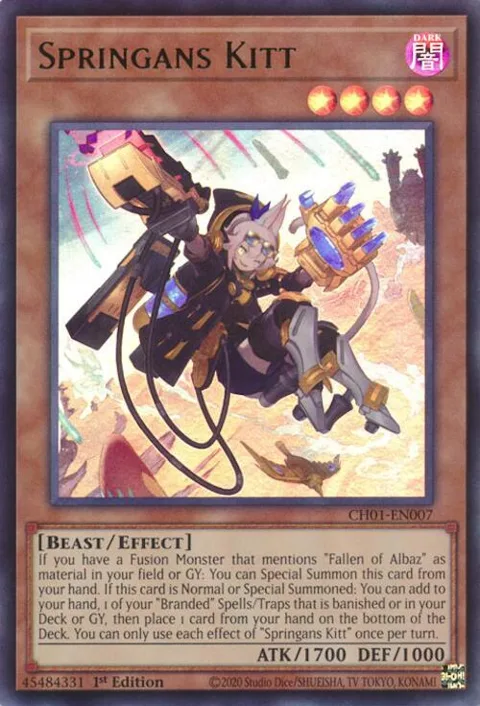 Springans Kitt CH01-EN007 Yu-Gi-Oh card from THE CHRONICLES DECK: The Fallen & The Virtuous (All-Foil Edition)