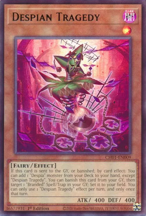 Despian Tragedy CH01-EN009 Yu-Gi-Oh card from THE CHRONICLES DECK: The Fallen & The Virtuous (All-Foil Edition)