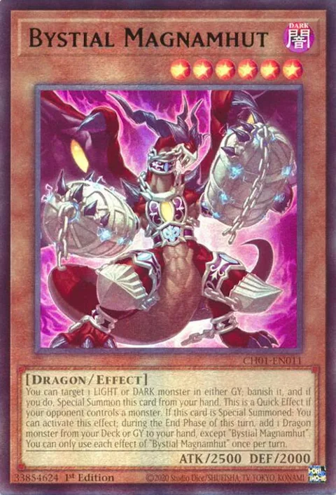 Bystial Magnamhut CH01-EN011 Yu-Gi-Oh card from THE CHRONICLES DECK: The Fallen & The Virtuous (All-Foil Edition)