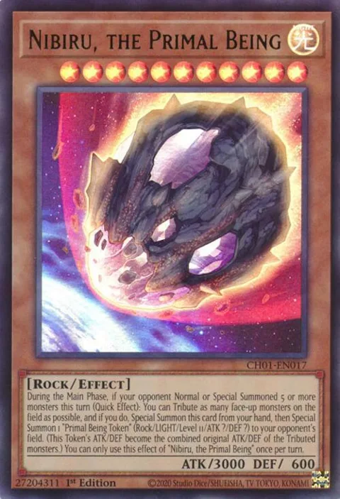 Nibiru, the Primal Being CH01-EN017 Yu-Gi-Oh card from THE CHRONICLES DECK: The Fallen & The Virtuous (All-Foil Edition)