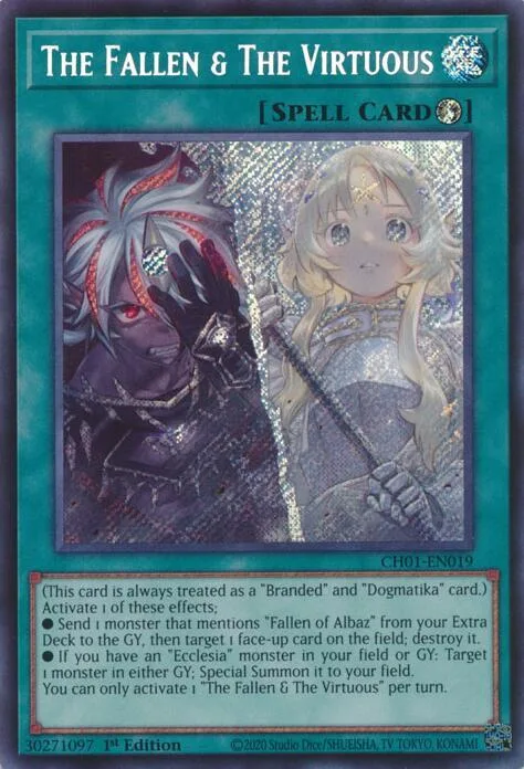 The Fallen & The Virtuous Secret Rare CH01-EN019 Yu-Gi-Oh card from THE CHRONICLES DECK: The Fallen & The Virtuous (All-Foil Edition)
