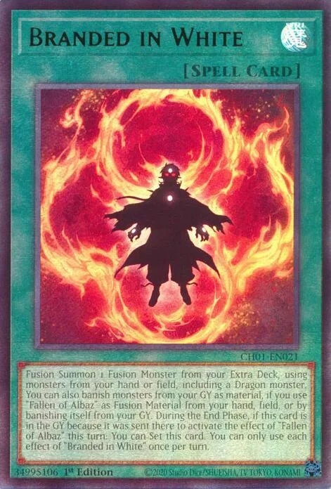 Branded in White CH01-EN021 Yu-Gi-Oh card from THE CHRONICLES DECK: The Fallen & The Virtuous (All-Foil Edition)