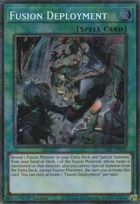 Fusion Deployment Starlight Rare CH01-EN029 Yu-Gi-Oh card from THE CHRONICLES DECK: The Fallen & The Virtuous (All-Foil Edition)
