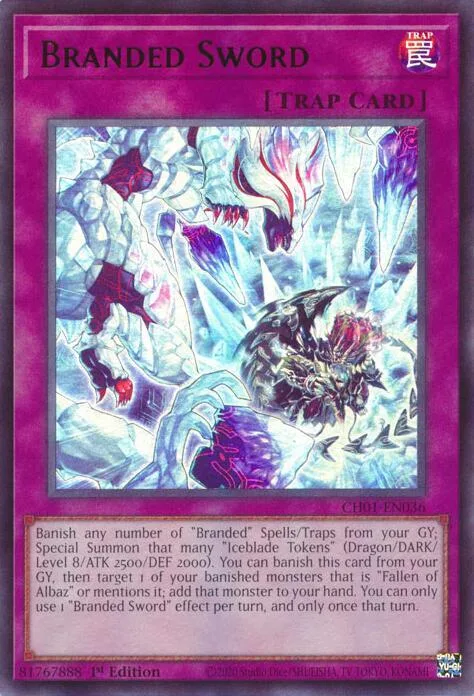 Branded Sword CH01-EN036 Yu-Gi-Oh card from THE CHRONICLES DECK: The Fallen & The Virtuous (All-Foil Edition)