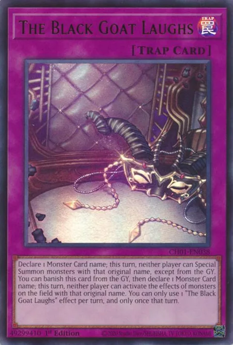 The Black Goat Laughs CH01-EN038 Yu-Gi-Oh card from THE CHRONICLES DECK: The Fallen & The Virtuous (All-Foil Edition)