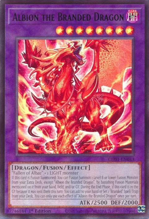 Albion the Branded Dragon CH01-EN043 Yu-Gi-Oh card from THE CHRONICLES DECK: The Fallen & The Virtuous (All-Foil Edition)