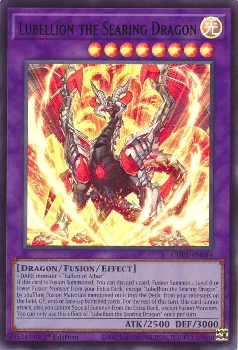 Lubellion the Searing Dragon CH01-EN044 Yu-Gi-Oh card from THE CHRONICLES DECK: The Fallen & The Virtuous (All-Foil Edition)