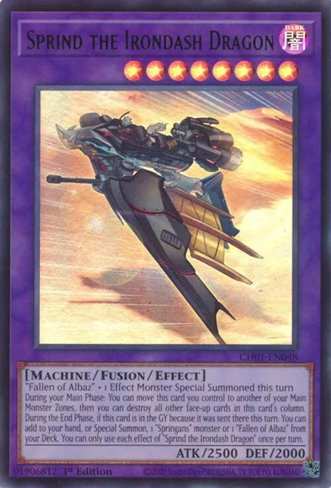 Sprind the Irondash Dragon CH01-EN048 Yu-Gi-Oh card from THE CHRONICLES DECK: The Fallen & The Virtuous (All-Foil Edition)
